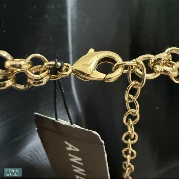 Anne Klein Gold-Tone Mixed Stone Layered Collar Necklace 16” + 3” Extender NEW - Picture 11 of 16